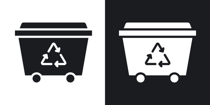 Dumpster icons in solid black and white collection