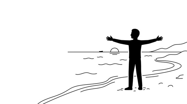 Silhouette of a man standing with arms outstretched in a gesture of freedom.