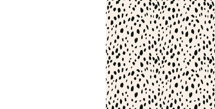 Minimal Dalmatian Seamless Pattern Vector in Scandinavian Style. Neutral Abstract Animal Print for Nursery Decor, Fabric, Wallpaper and Modern Interior Design