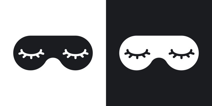 Eye mask icons in solid black and white collection