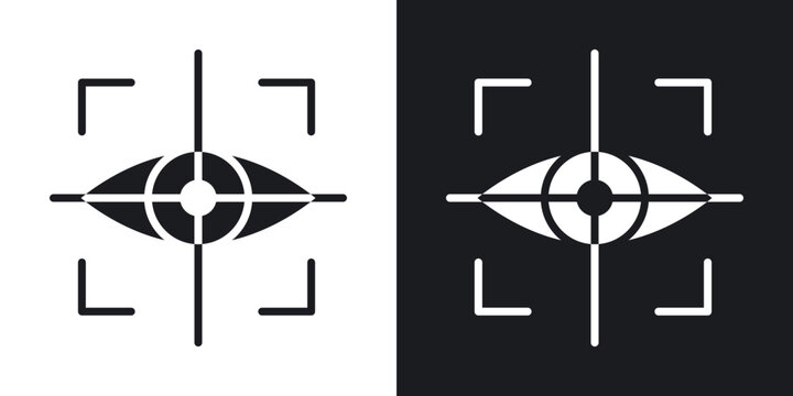 Eye tracking icons in solid black and white collection