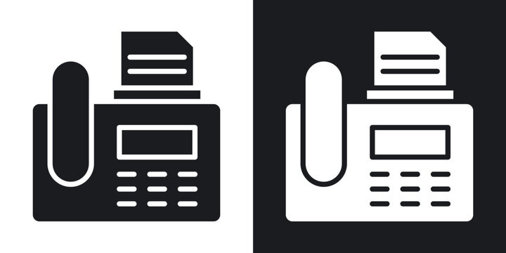 Fax machine icons in solid black and white collection
