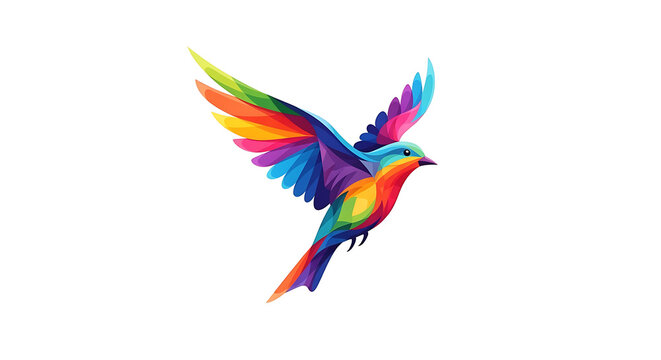 Vibrant abstract of a colorful, dynamic, wing-like shape with gradient hues