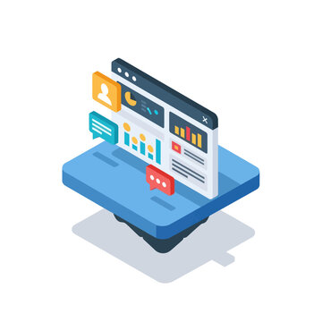 Isometric smartphone with web page.