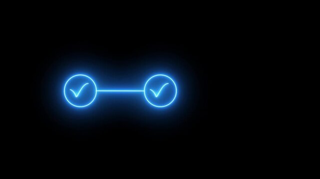 neon 3 step infographic process with check mark icon.