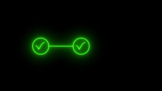 neon 3 step infographic process with check mark icon.