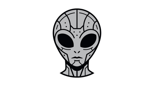 Futuristic Alien Head Illustration Portrait Artwork.