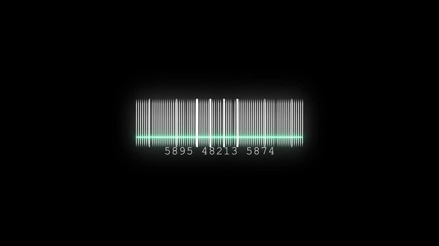 Bar code animation with laser beam. Laser beam barcode scanning motion graphics.