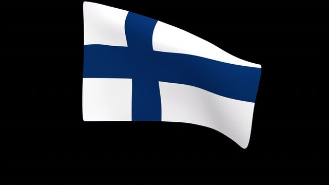 Flag of Finland &ndash; 3d render looped with alpha channel.
