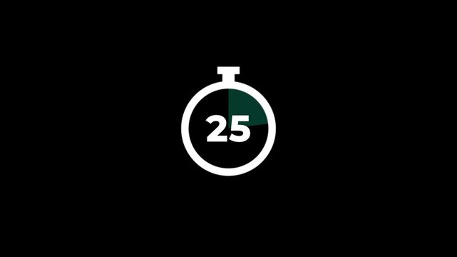 30 seconds countdown, Analog of simple clean timer animated icon on a transparent background.