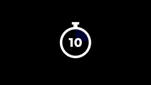 15 seconds countdown, Analog of simple clean timer animated icon on a transparent background.