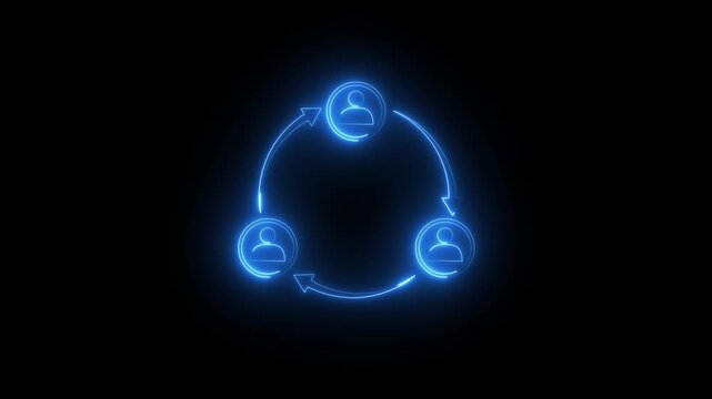 Neon online collaboration circular flow of money and people.