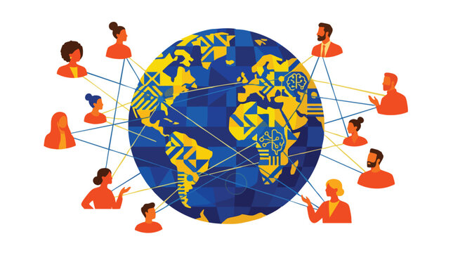 Strategic Global Networking and Distributed Workforce Connectivity Concept for International B2B Marketing Campaigns