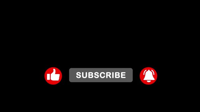 Elevate your YouTube channel with this professional black screen subscribe button animation featuring a clicking hand, like icon.
