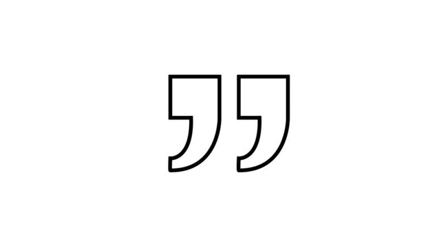 Minimalist animation of lines forming black quotation marks,transparent background.