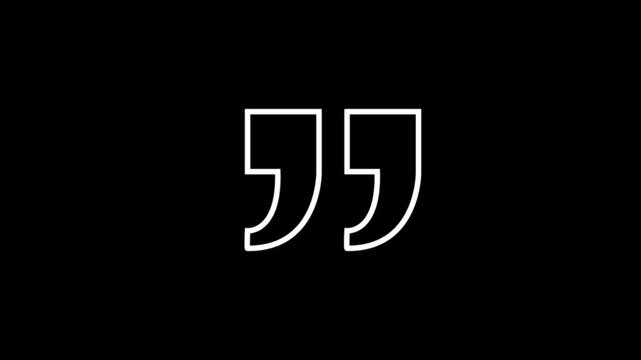 Minimalist animation of lines forming black quotation marks,transparent background.