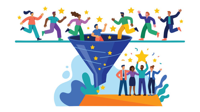 Strategic lead generation funnel for B2B marketing agencies illustrating successful customer acquisition and team ROI