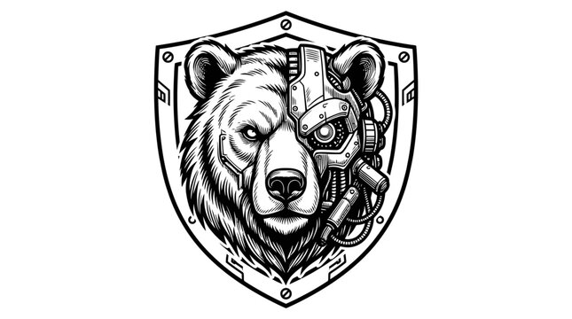 Animal Robot Bear Head Logo Vector Illustration Design