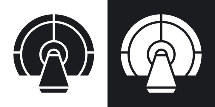 MRI scanner icons in solid black and white collection