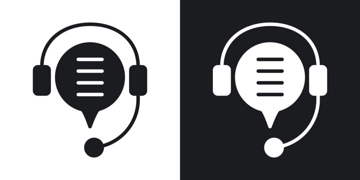 Online support icons in solid black and white collection
