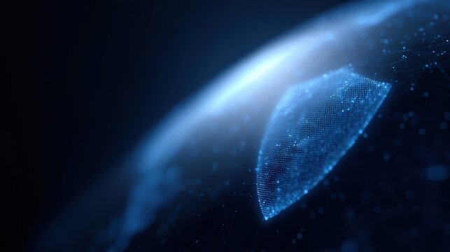 Cybersecurity AI shield protecting global digital network from cyber attacks