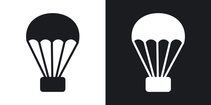 Parachute icons in solid black and white collection