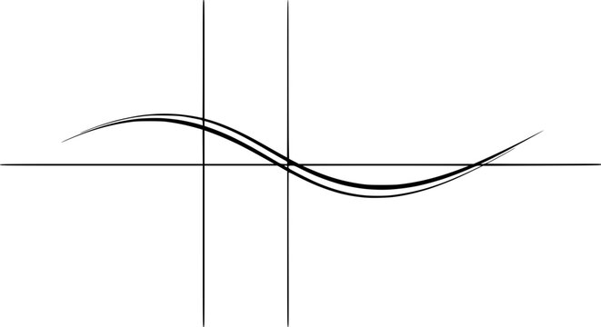 Abstract wave line graph crossing vertical axes on white background