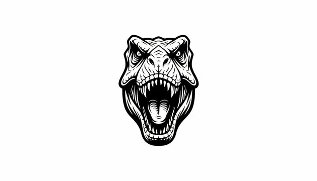 Dinosaur Head Vector Illustration of a T rex with Open Mouth