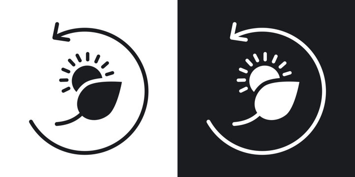 Photosynthesis icons in solid black and white collection