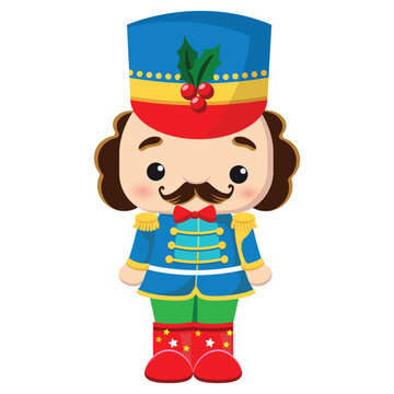 Cartoon Nutcracker Soldier Character Illustration, Festive Christmas Holiday Decoration