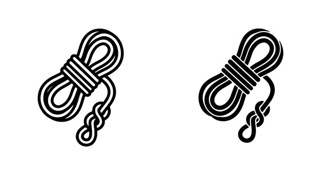 Coiled Rope Icons, Climbing Gear Vector, Outdoor Adventure Symbol, Nautical Knot Illustration