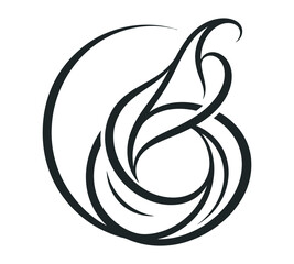 Fototapeta premium Elegant black calligraphy swirl wave abstract vector logo
