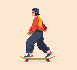 Rides on a skateboard flat Vector illustration © Refat Jamil