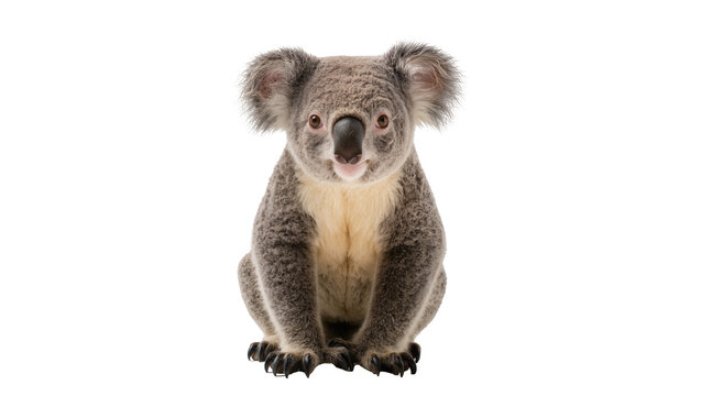 Cute koala bear sitting, isolated on transparent background