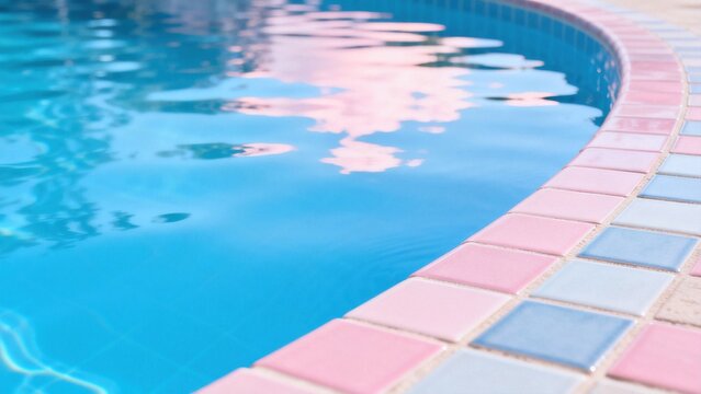 Swimming pool edge with colorful tiles