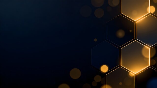 Abstract hexagonal pattern with glowing lights