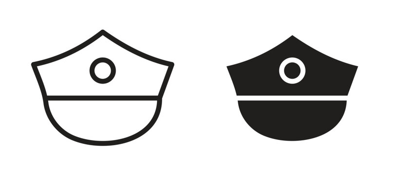 Police cap icon symbol, black style vector icons pack