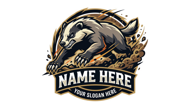 Aggressive Badger Logo Design with Customizable Text