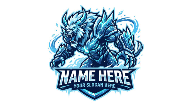 Ferocious Ice Werewolf Gaming Mascot Logo