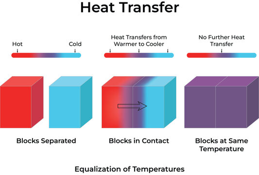 Heat Transfer Diagram Showing Equalisation of Temperatures Design Vector Illustration