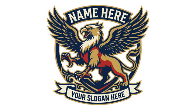 Griffin Emblem With Name and Slogan Placeholders