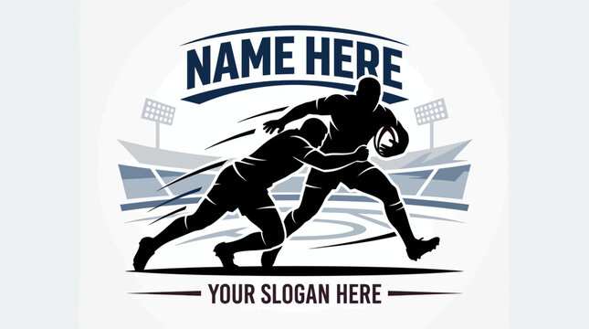 Rugby Player Tackling Opponent In Stadium