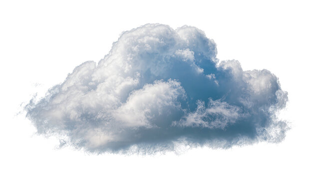 Fluffy cumulus cloud with wispy edges, isolated on transparent background