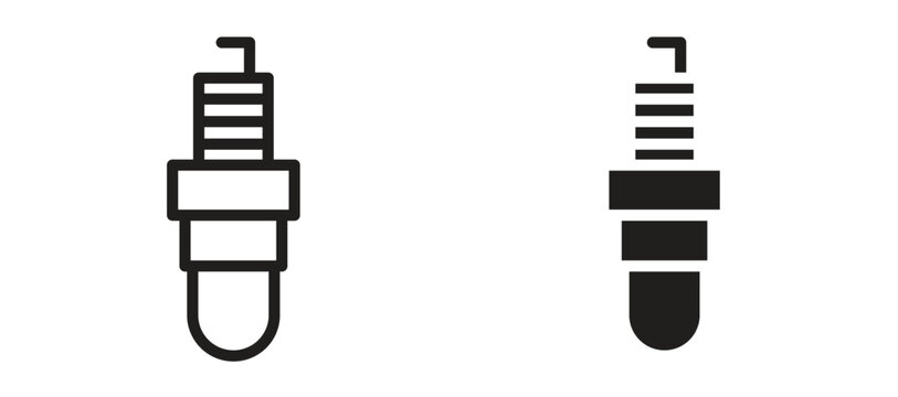 Spark plug icon symbol, black style vector icons pack