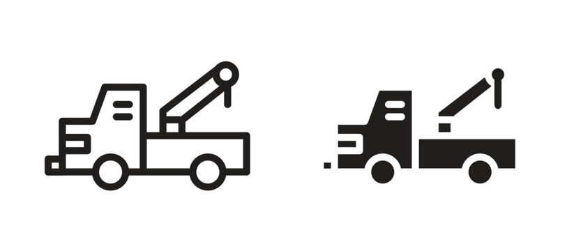 Tow truck icon symbol, black style vector icons pack