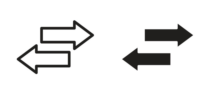 Transfer arrows icon symbol, black style vector icons pack
