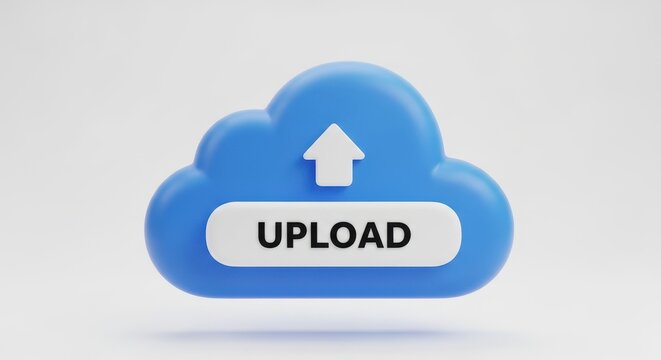 Blue cloud icon with upload button