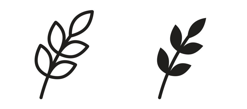 Wheat grain icon symbol, black style vector icons pack
