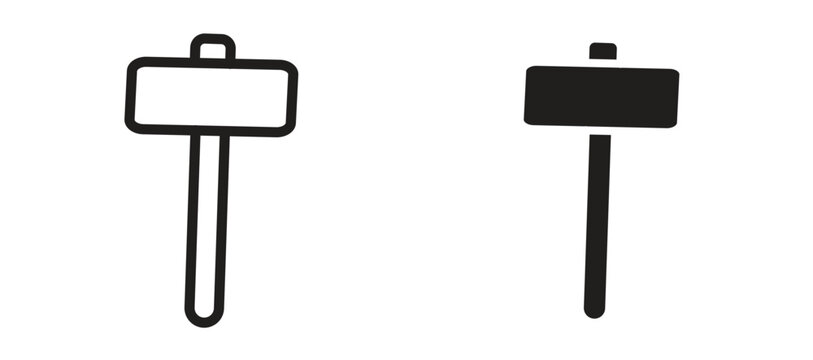 Wooden mallet icon symbol, black style vector icons pack