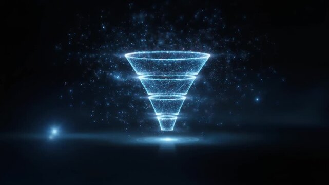 Sales Funnel Hologram Animation for Digital Marketing Analytics Interface